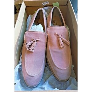 ASOS Mens Pink Suede Tassel Loafers UK 9 US 10 Slip On Dress Party Shoes New